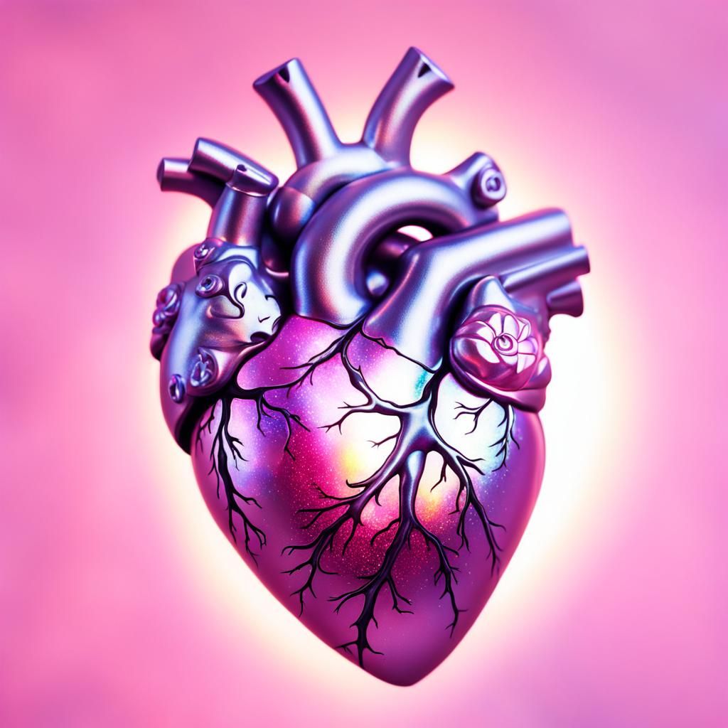 Iridescent Pink Heart in Divine Light
