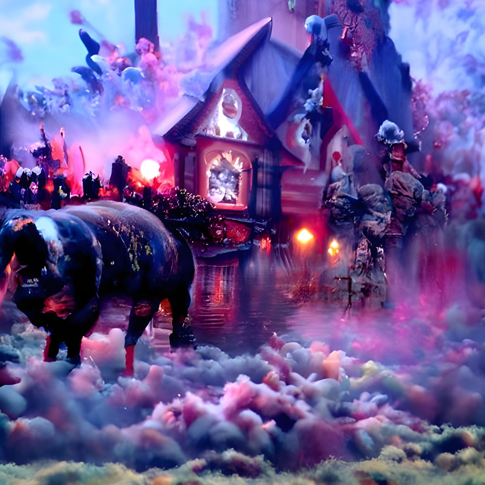 Ethereal War Pigs in Hyperdetailed Fantasy Landscape