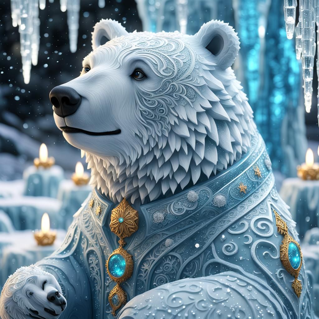 Snow Bear in Mystical Winter Wonderland