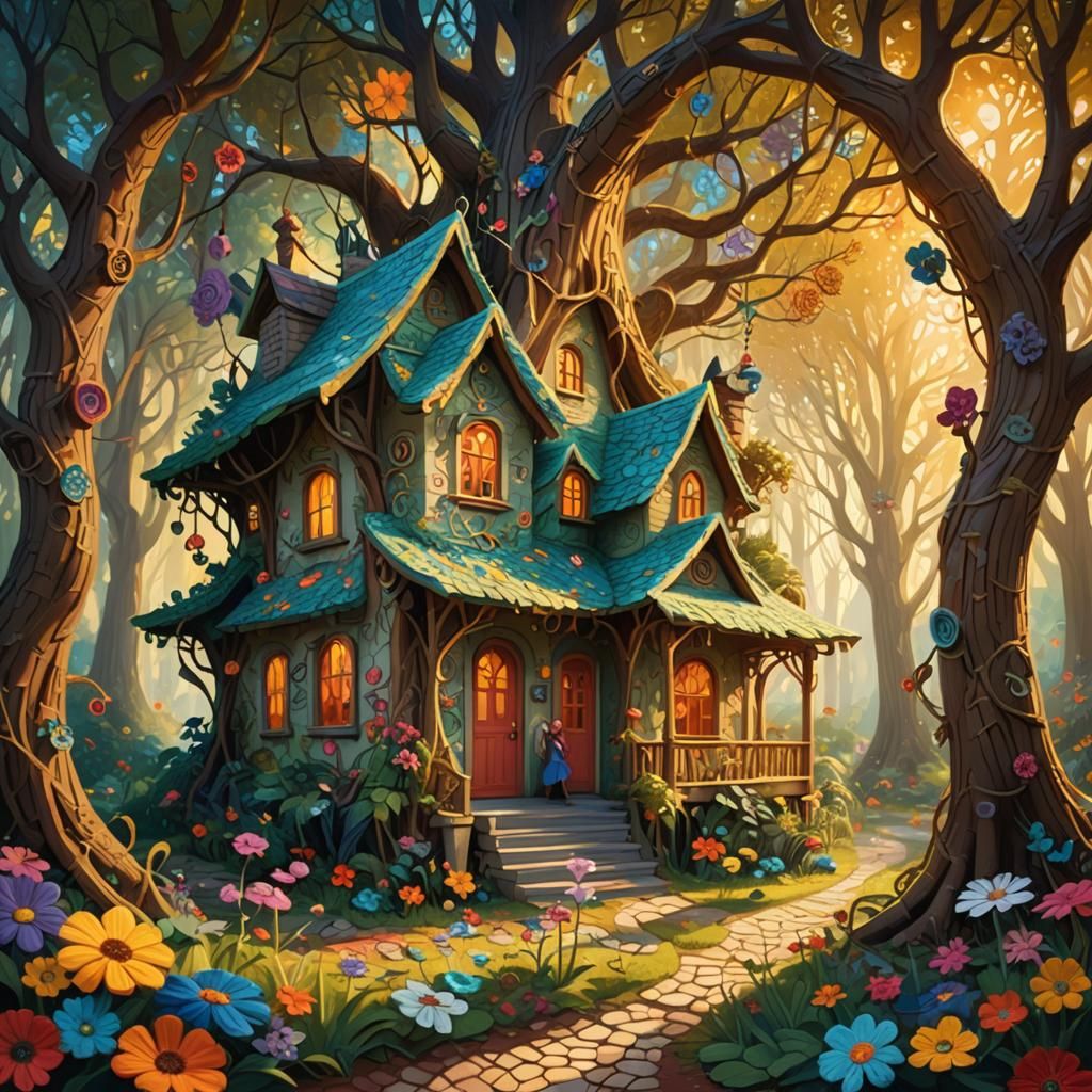 Woman Builds Crochet House in Whimsical Forest