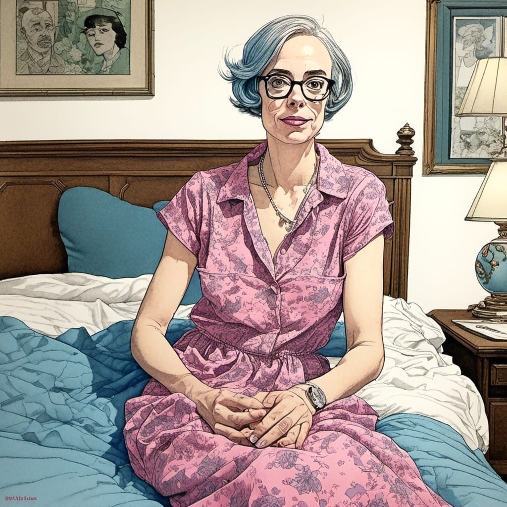 Ink Drawing of Trans Woman in Rockwell Style