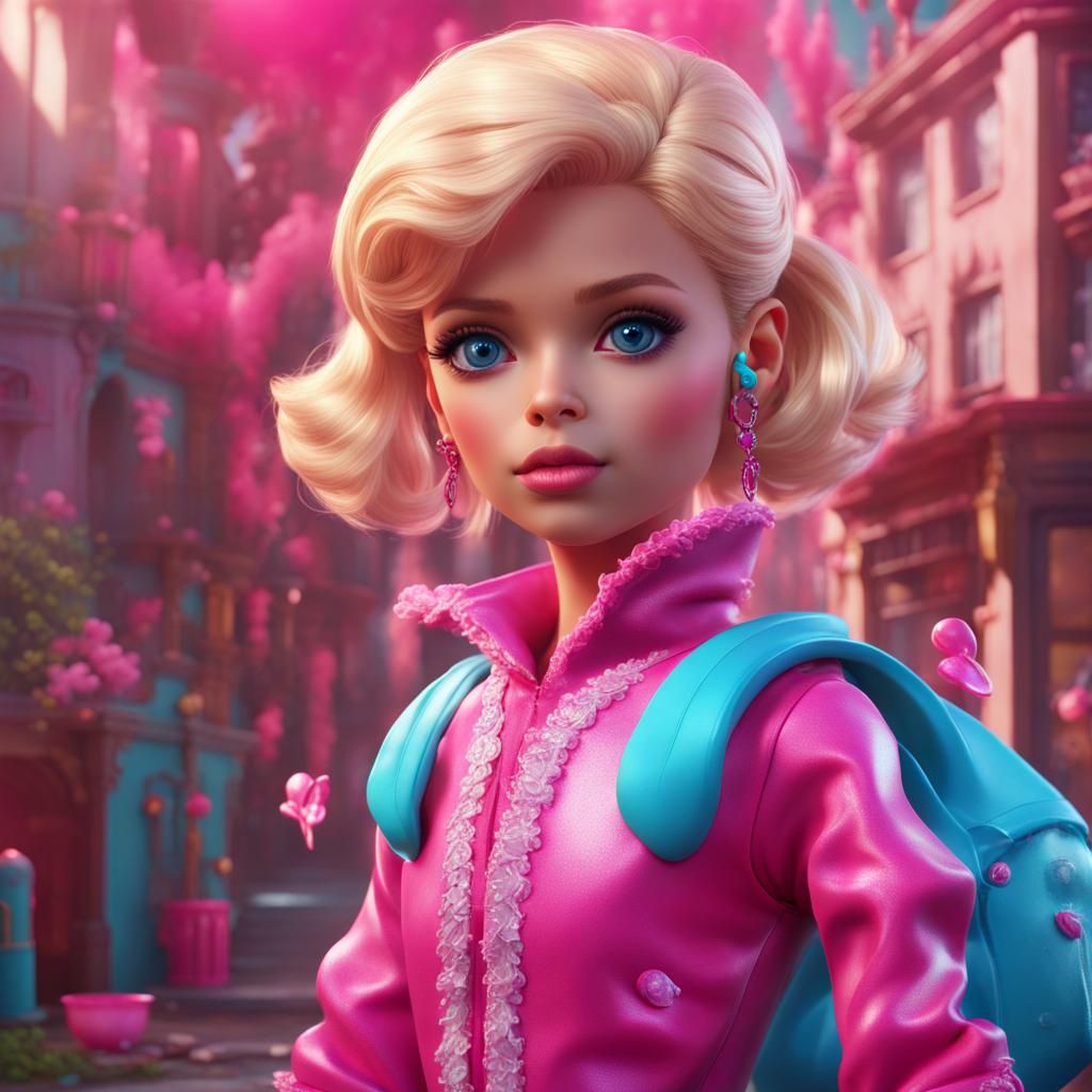 Girly Boy as Barbie: Detailed Matte Painting
