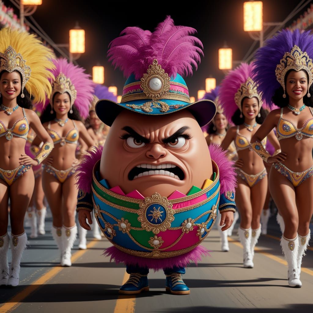 Egg in Brazilian Carnival Attire Marches through Sambódromo