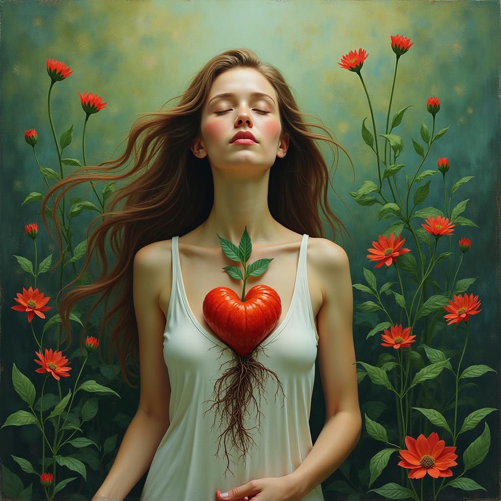 Heart Plant Emerges in Surreal Garden Landscape