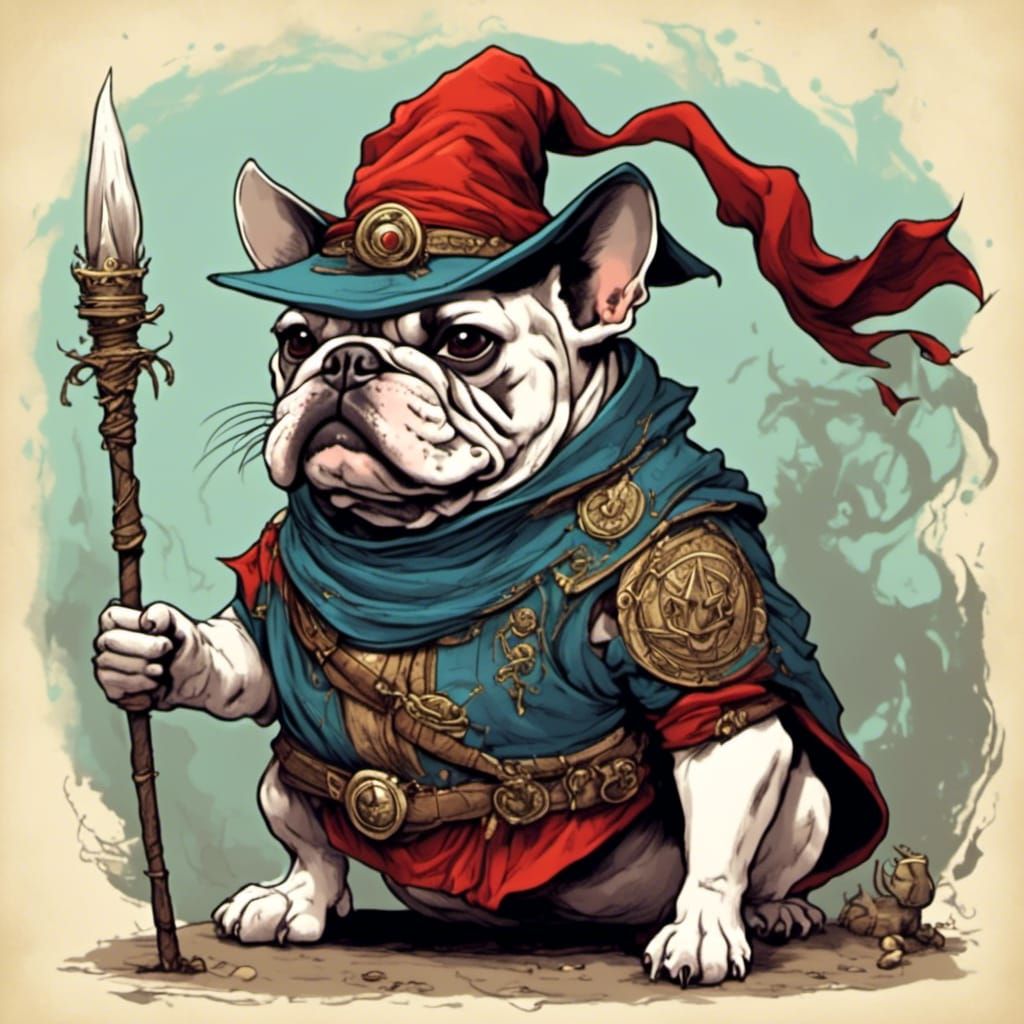 Ninja Bulldog in Witchcraft Style