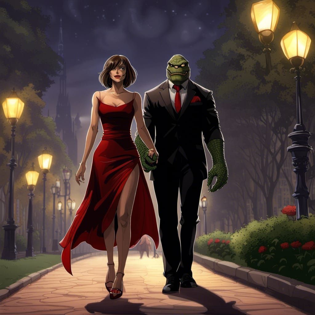 Killer Croc and Girl on Twilight Date