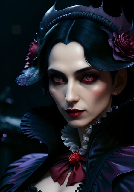 Gothic Vampire Portrait in Dark Style