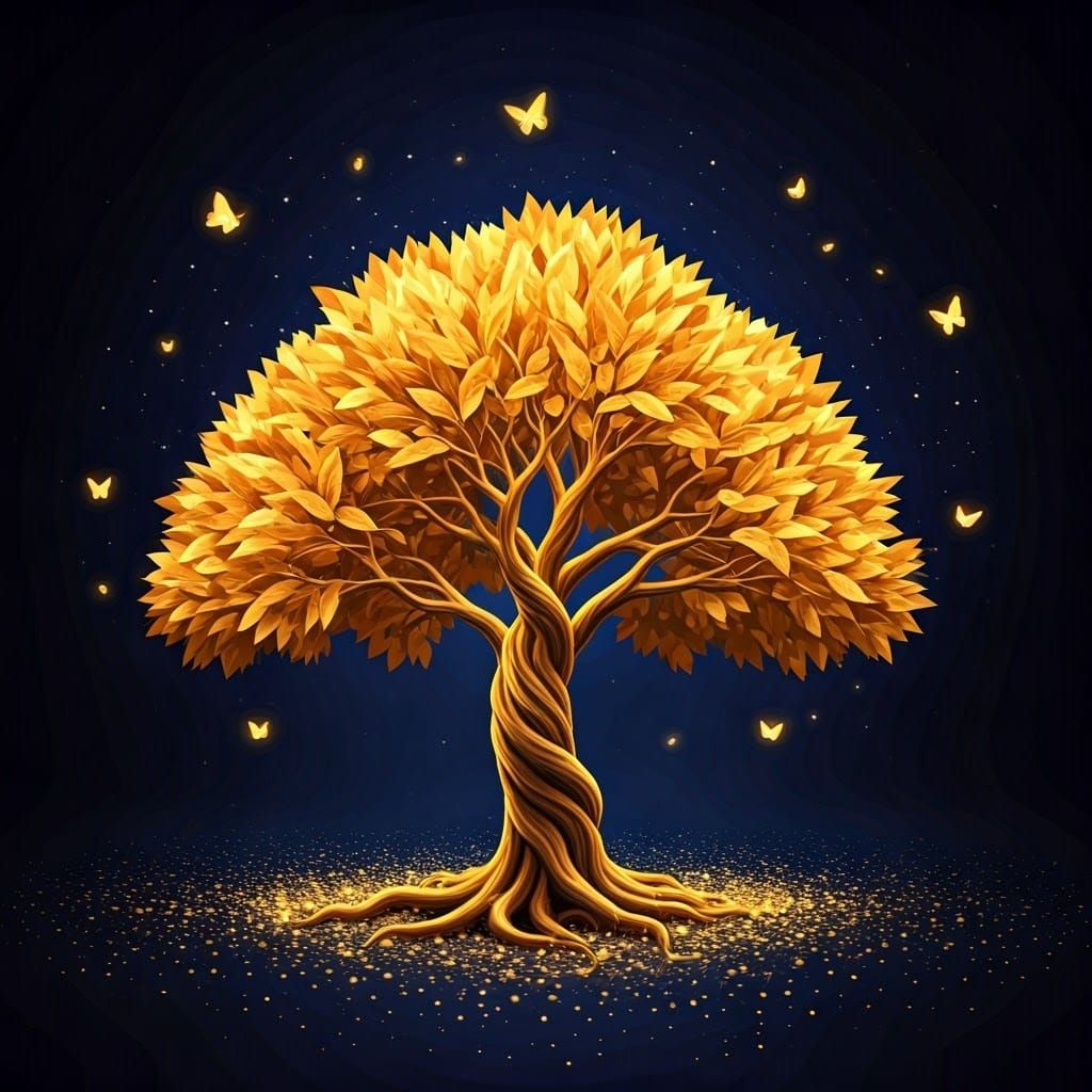 Surreal Tree in Celestial Landscape