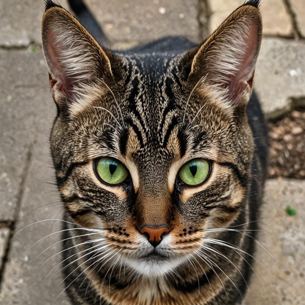 Elegant Brown Tabby Cat with Green Eyes