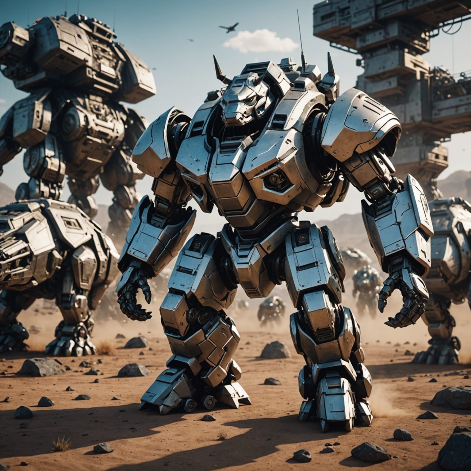 Epic Rhino Robot Army Versus Hippo Robots