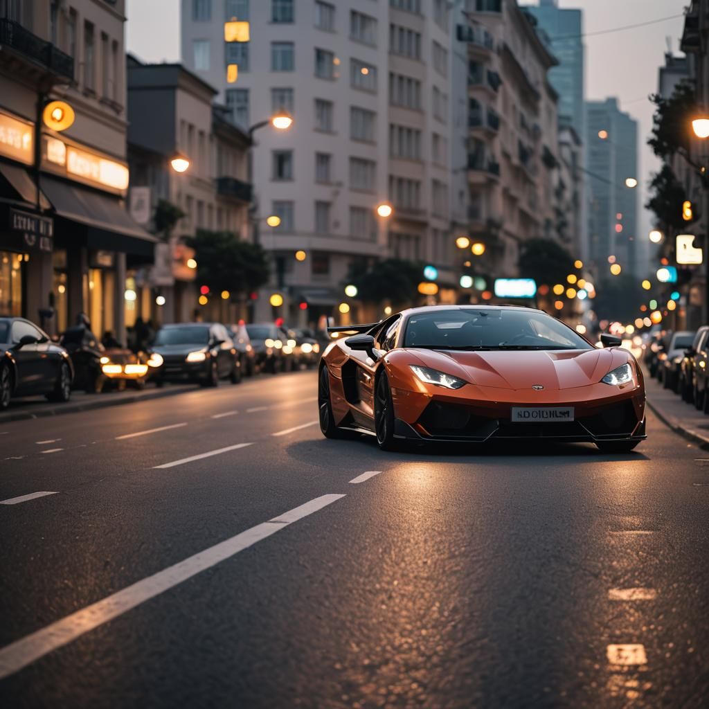 Sportscar on City Street at Dawn: Professional Photography