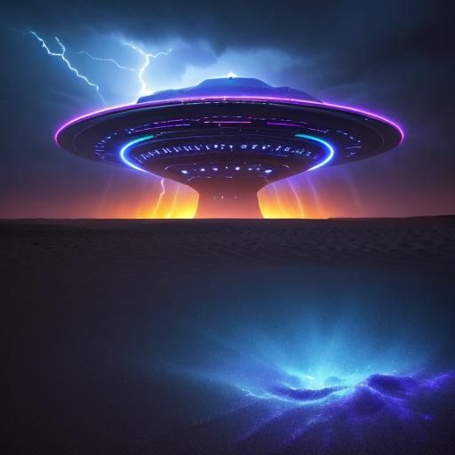 Surreal UFO Descends in Lightning Storm