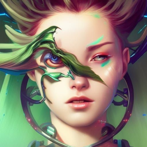 Cybernetic Girl Portrait in Detailed Digital Art