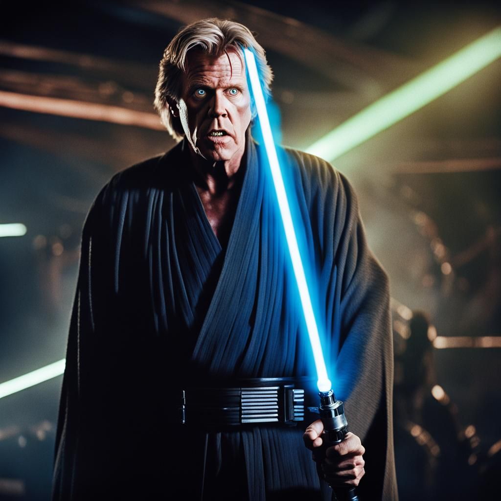 Cinematic Film Still of a Surprised Jedi