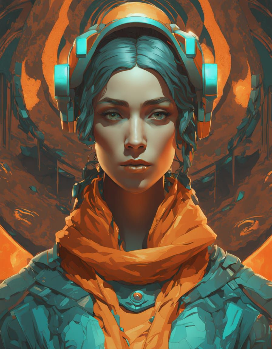 Futuristic Woman in Sci-Fi Landscape, Digital Art
