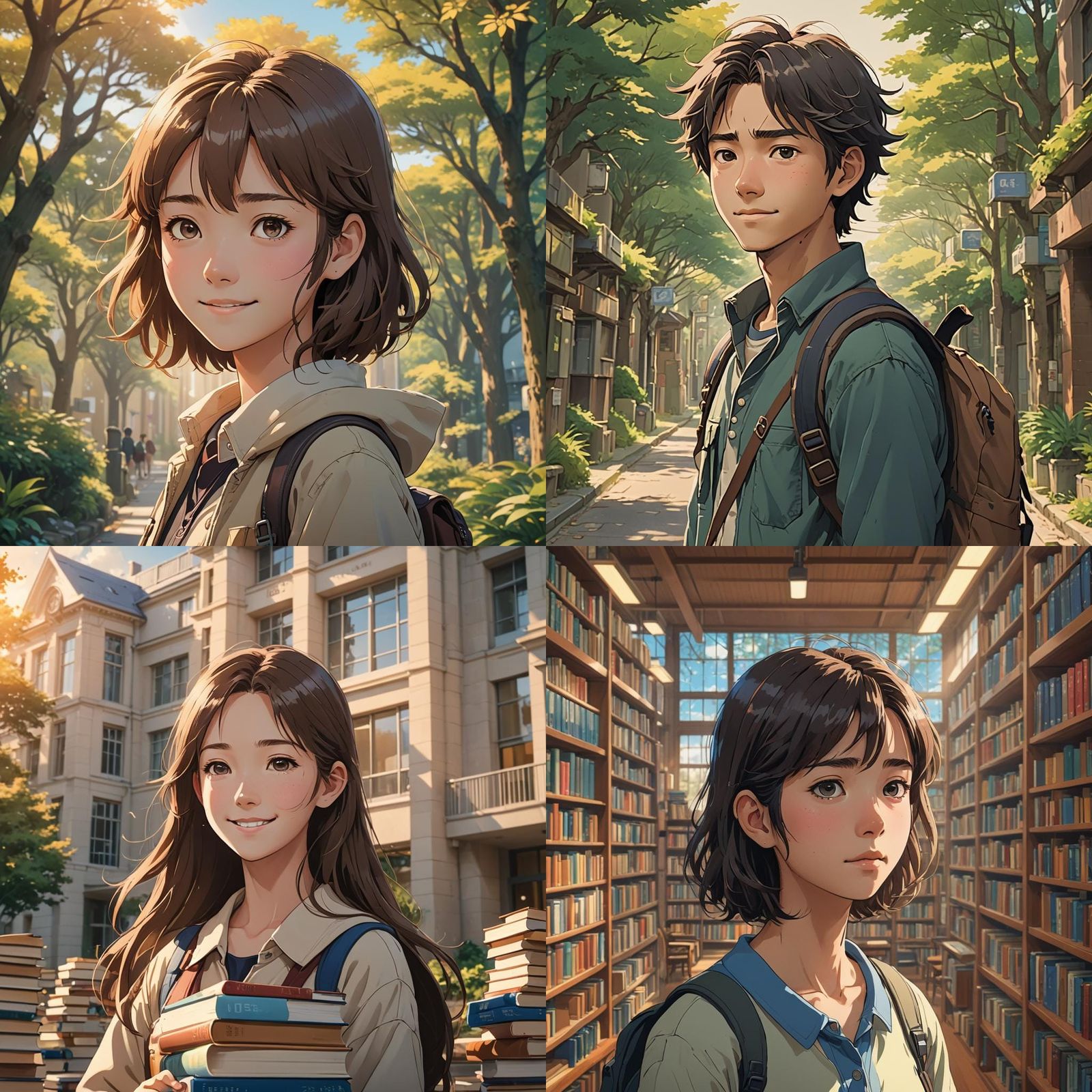 Anime College Students in Studio Ghibli Style