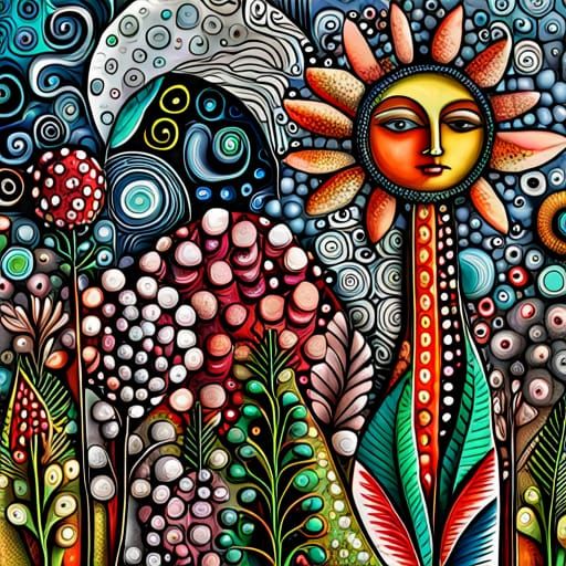 Fantasy Garden in Mixed Media Style