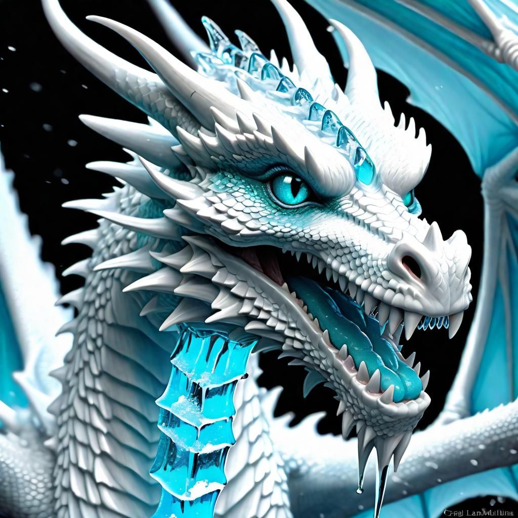Icy Dragon Portrait in Hyper-Detailed 3D