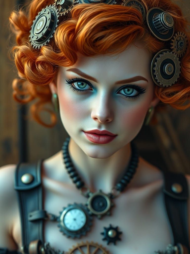 Steampunk Redhead with Gears