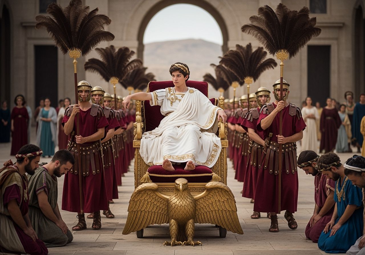 Young Emperor on Gold Litter, Photorealistic Style