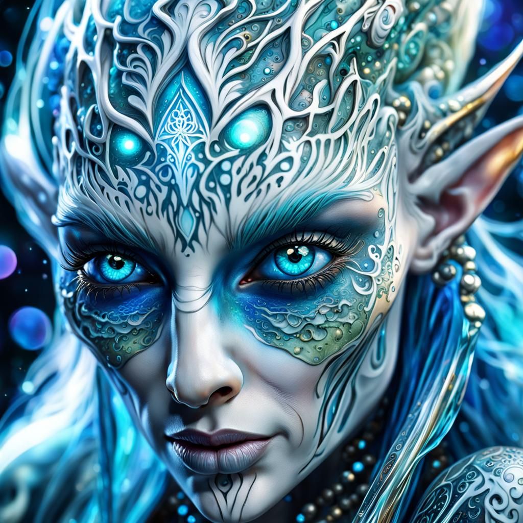 Enchanting Tattooed Elf Fairy in Psychedelic Art