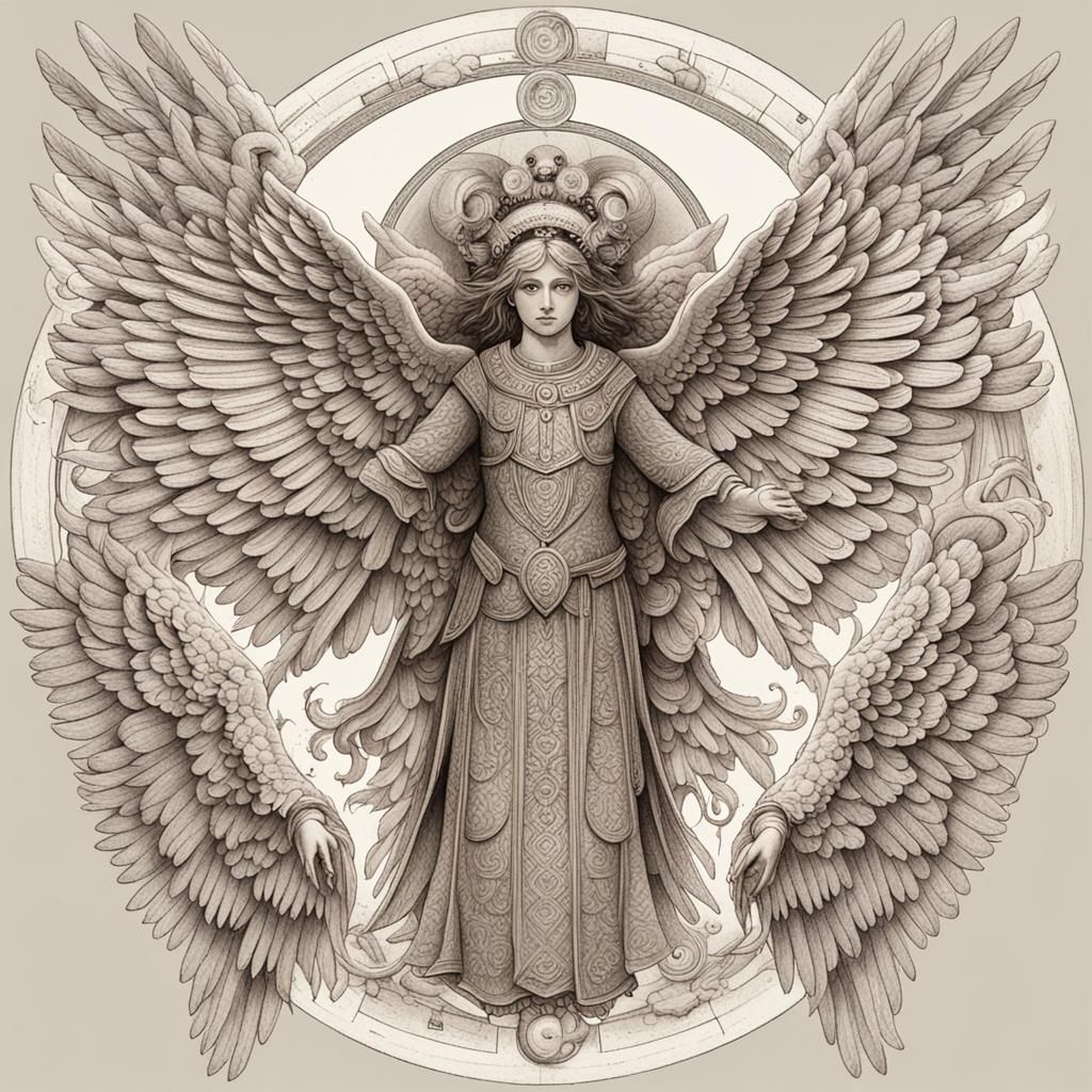Biblically accurate Multi winged multi eyed Seraphim angel