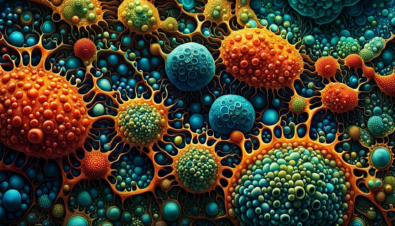 Detailed Digital Illustration of Organic Amoeba Motifs