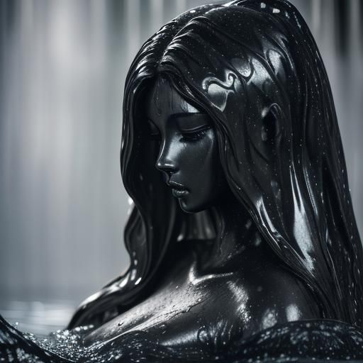 Angel Woman in Black Silk: Professional Photography