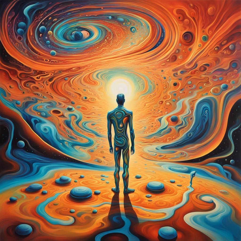 Ethereal Futuristic Figure in Galactic Heat Wave