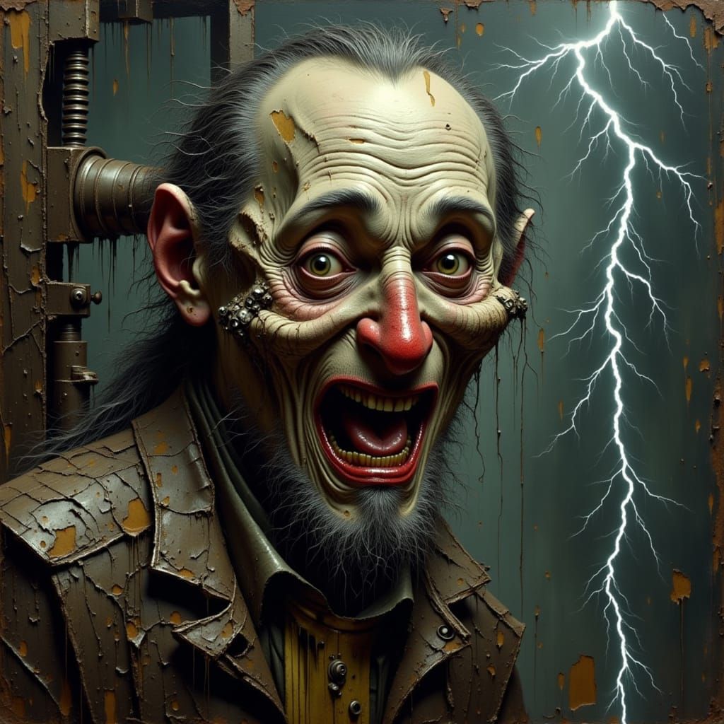 Uncle Fester's Agony: Victorian Horror Oil Painting