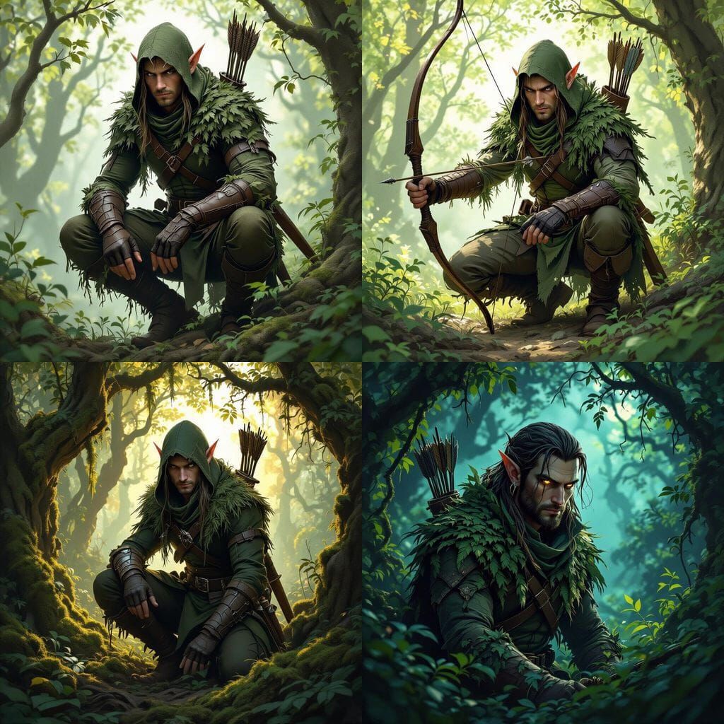 Wood Elf Rogue in Ghillie Suit for D&D