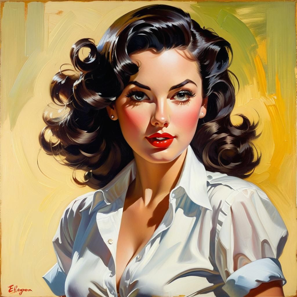 Playful Portrait in Gil Elvgren Style