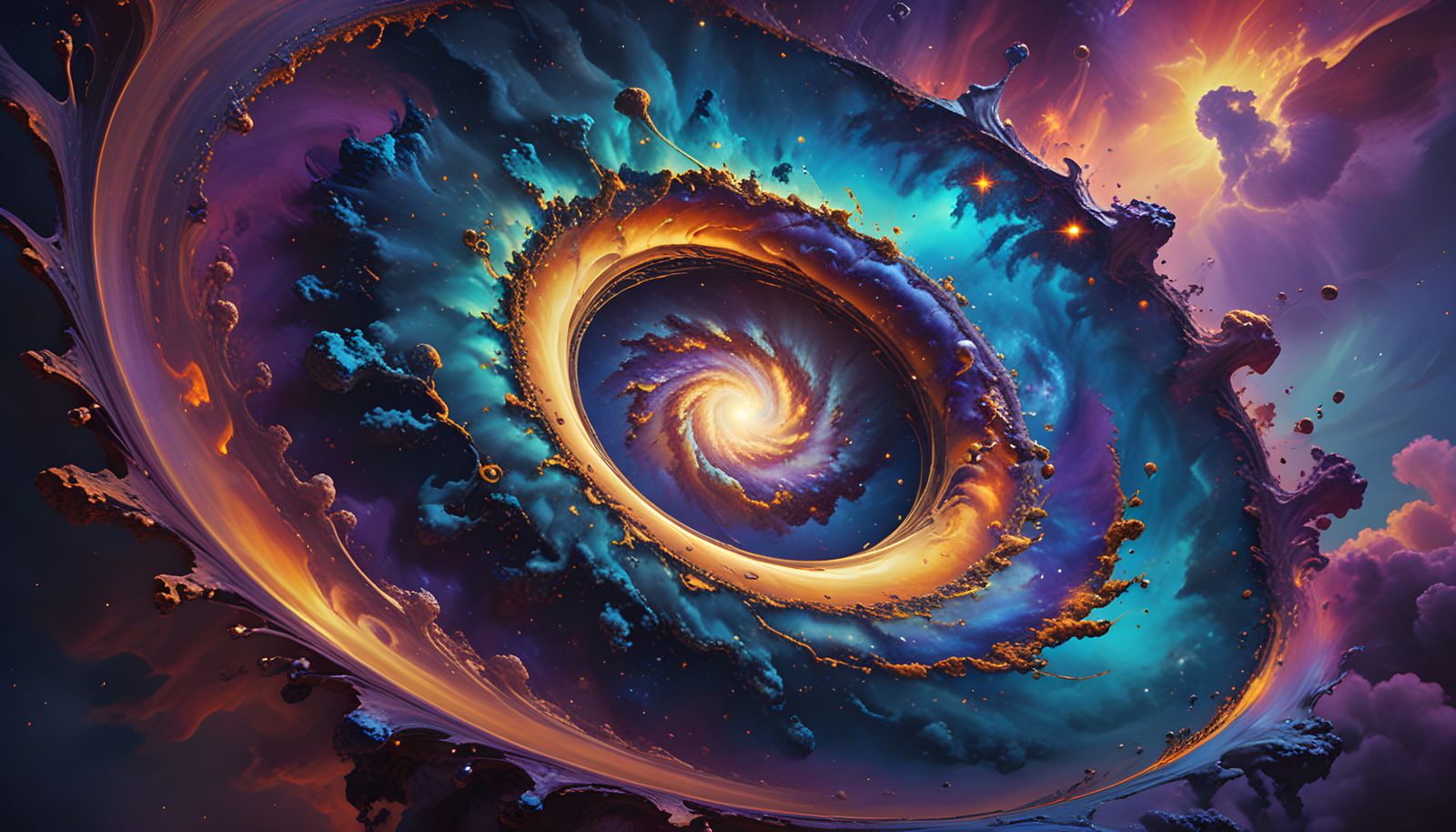 Surreal Cosmos in Vibrant, Impasto Oil Painting Style