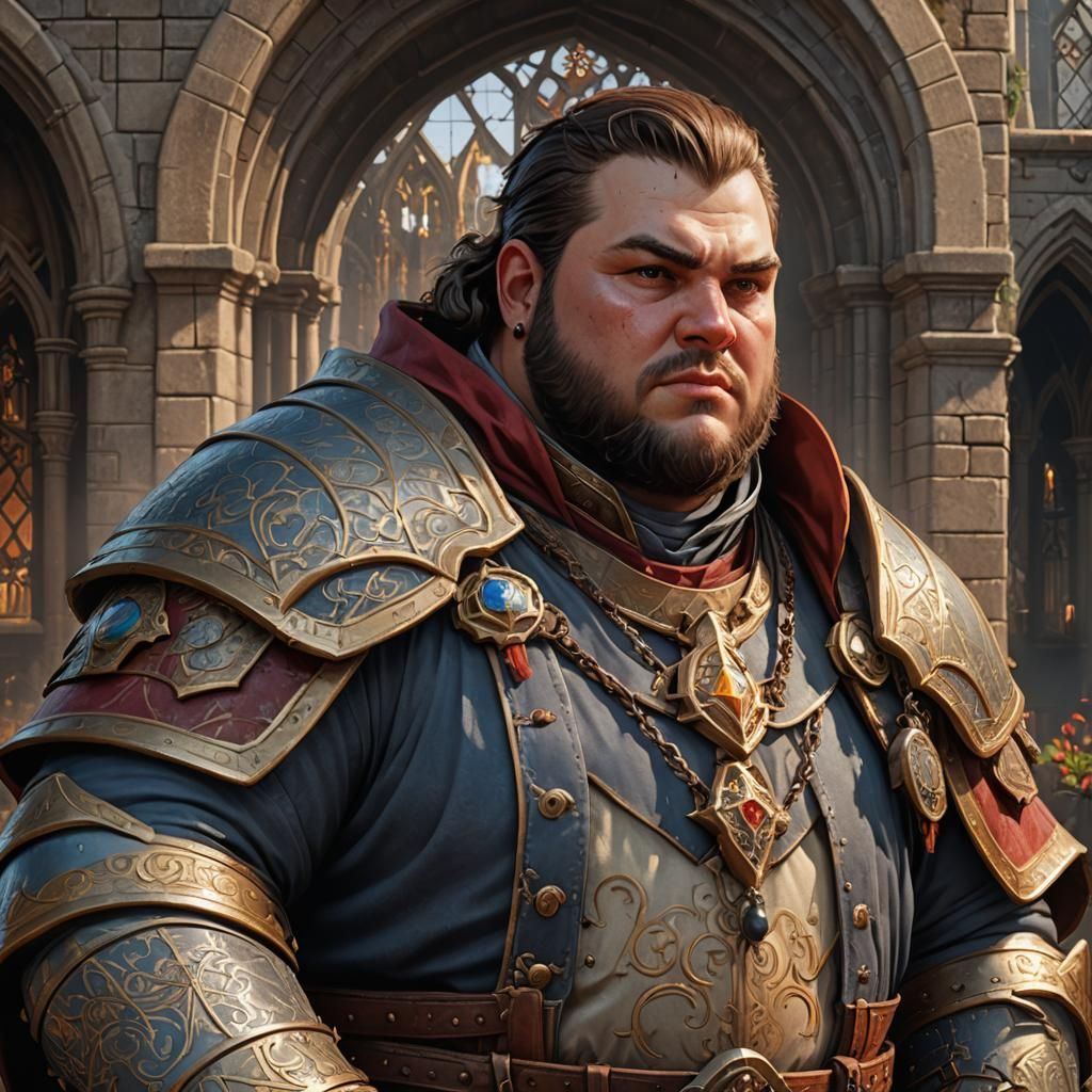 Jolly Cleric Character Portrait in Detailed Matte Style