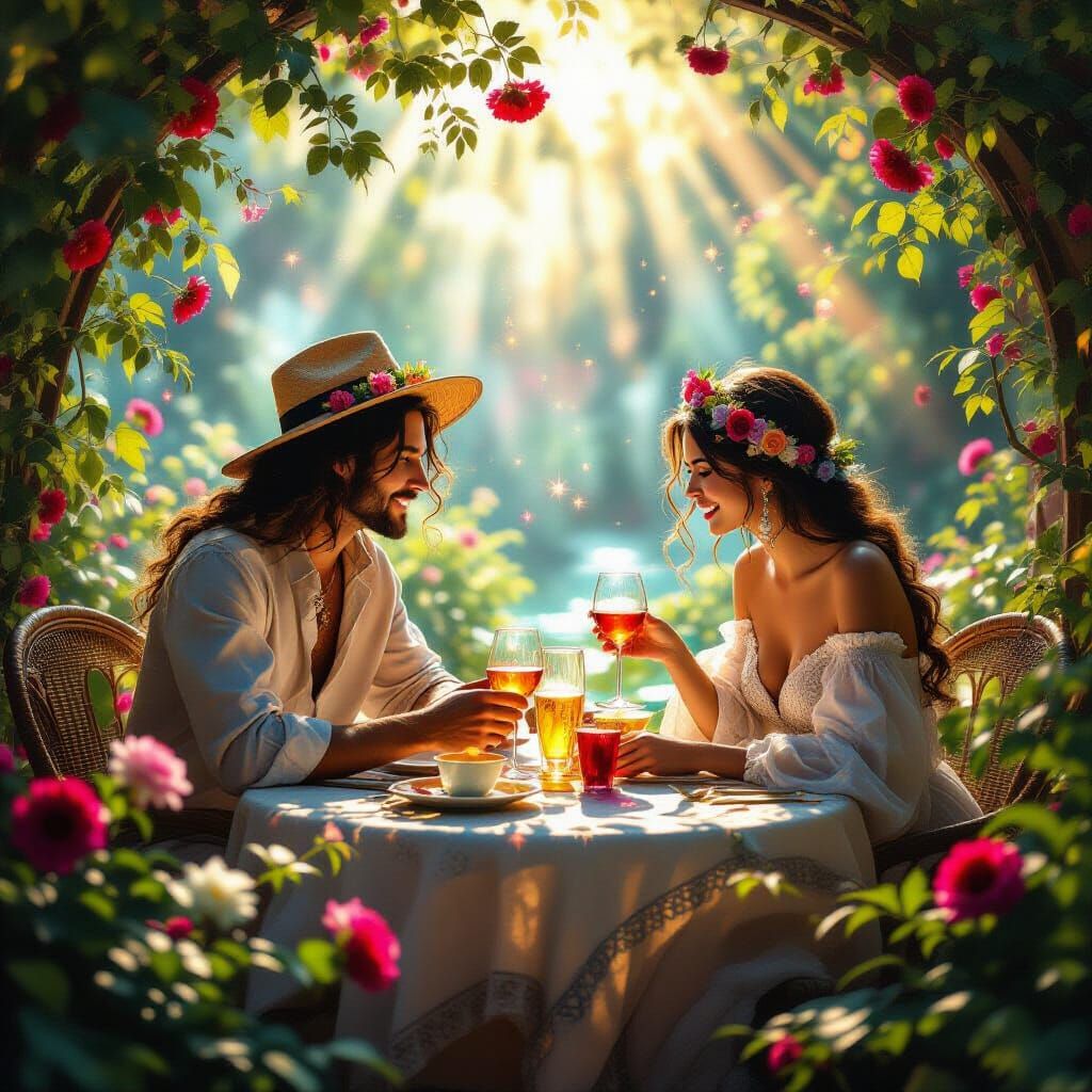 Magical Encounter with Vibrant Colors and Ethereal Glow