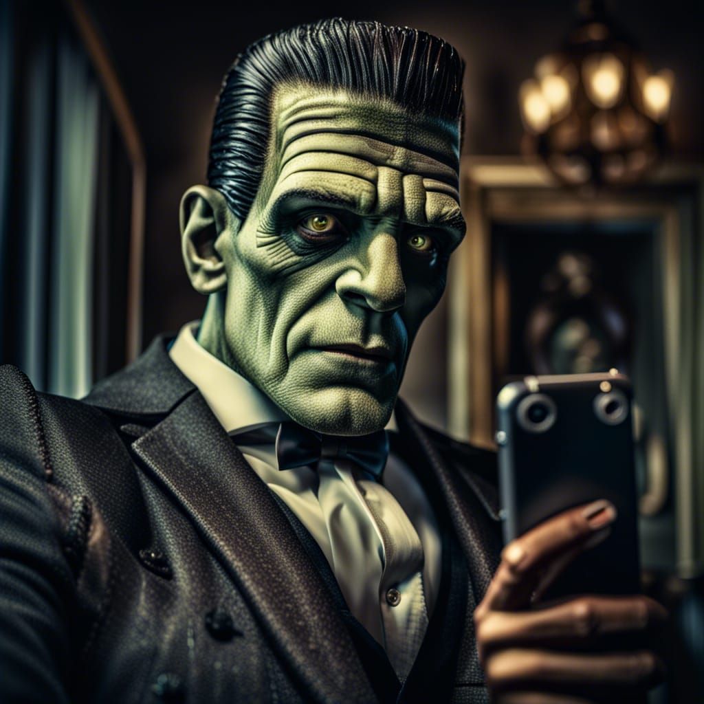 Frankenstein's Selfie: A Hyperrealistic Portrait