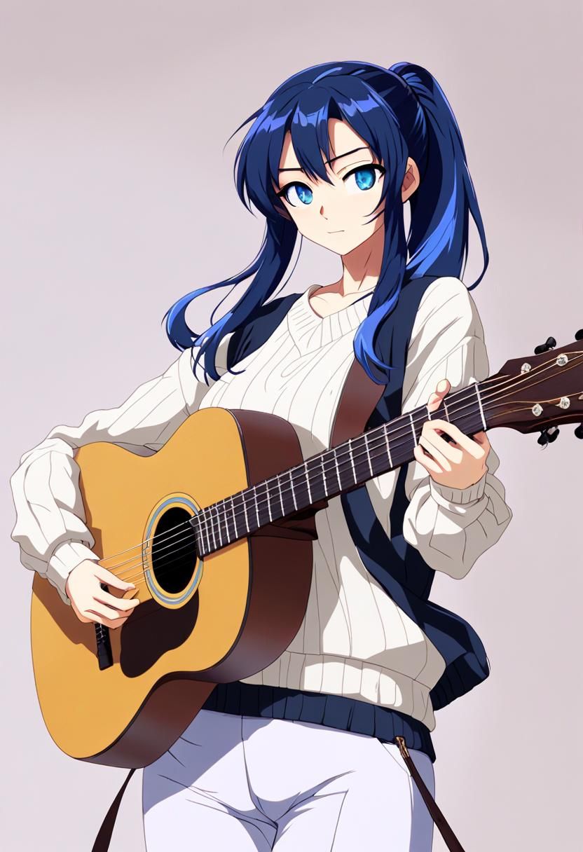 Sailor Moon Inspired Anime Girl with Guitar