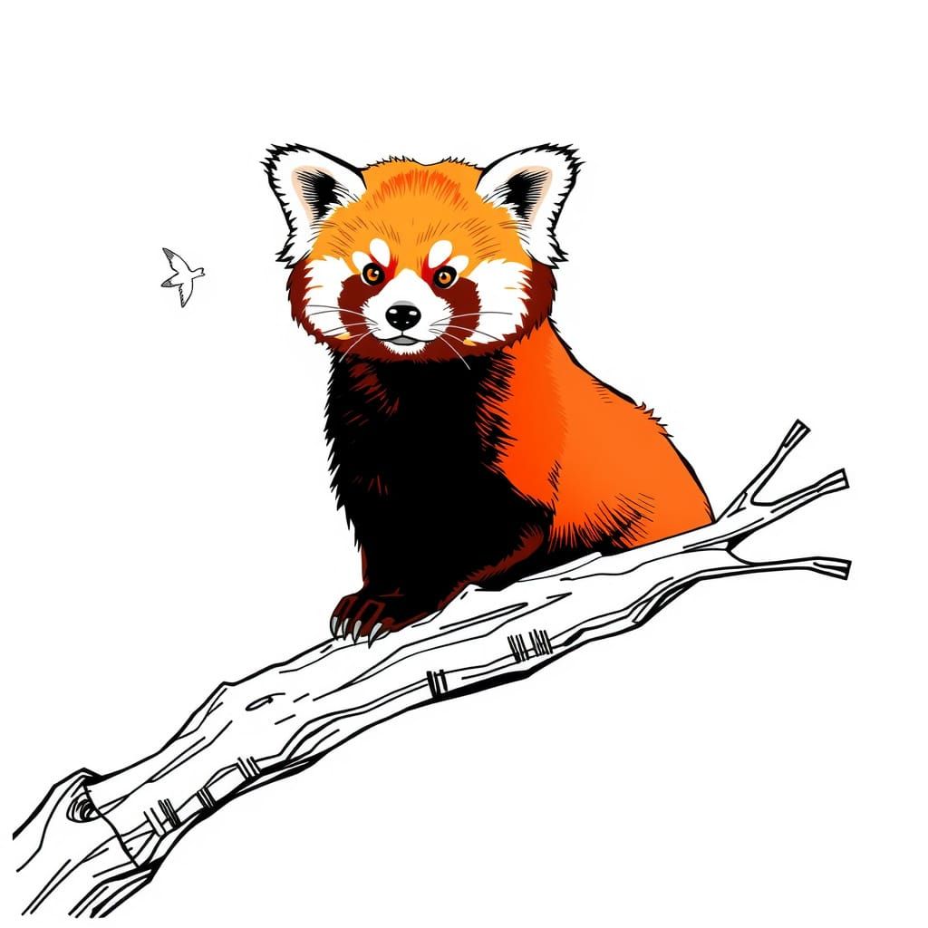 a contour drawin' of a red panda
