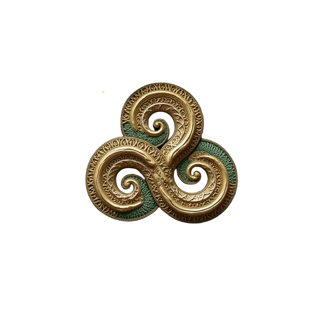 Christmas Wreath Surrounds Ancient Celtic Triskell in Vibran...