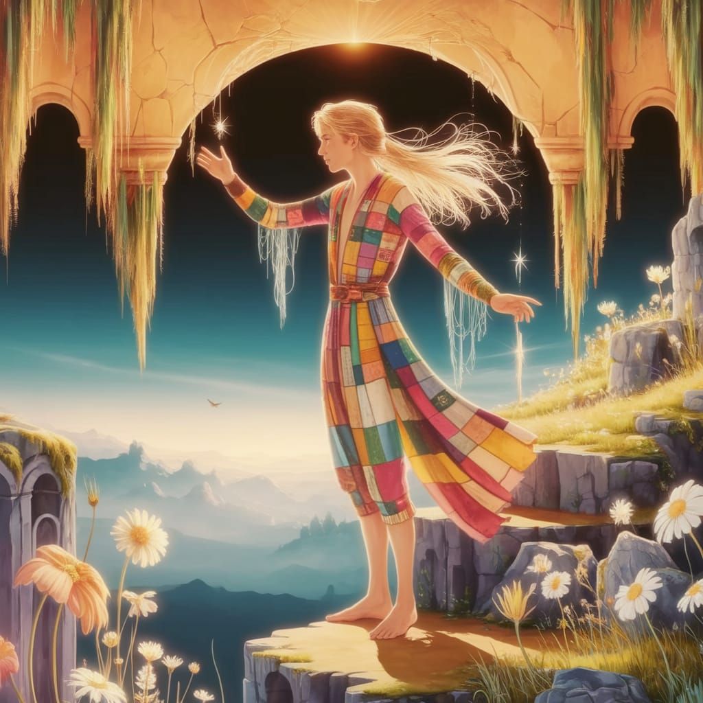 The Fool Tarot Card in Digital Art Style