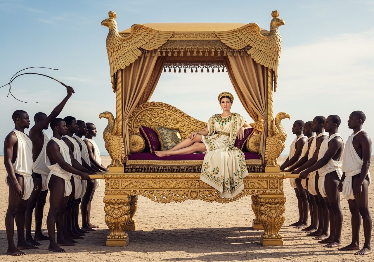 Opulent Roman Empress on Imperial Chaise Lounge