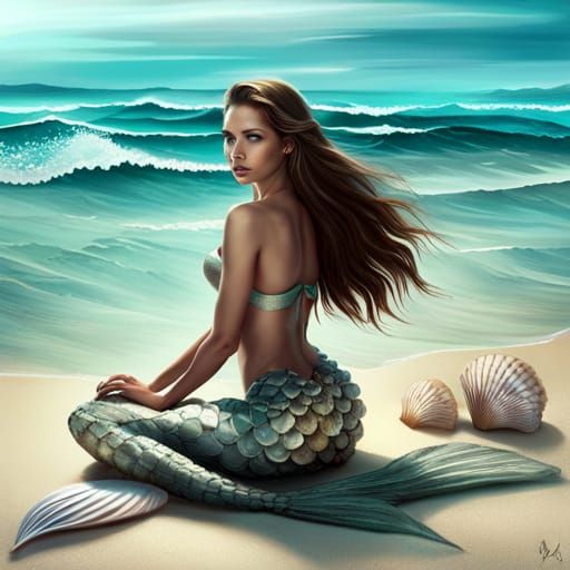 Seashell Mermaid Digital Art