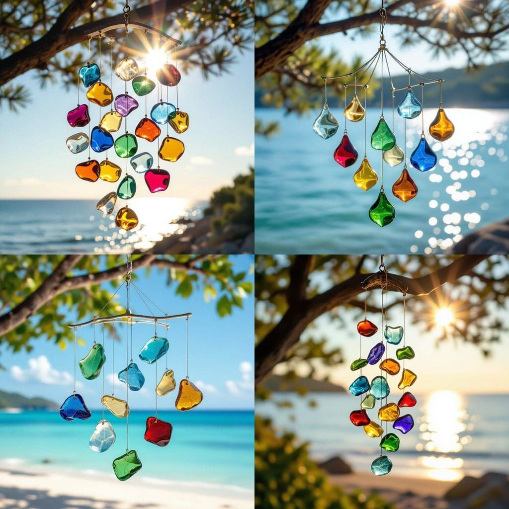 Alexander Calder Style Sea Glass Mobile Artfully Suspended