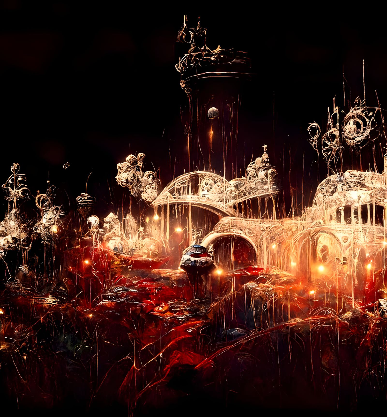 Alice in Wonderland Landscape in Hyperreal Film Noir Style