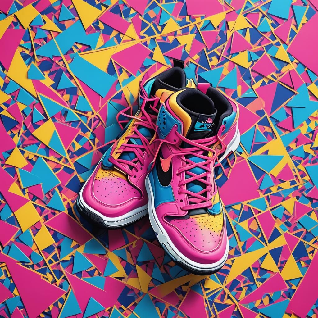 Pop Art Jordans on Geometric Background