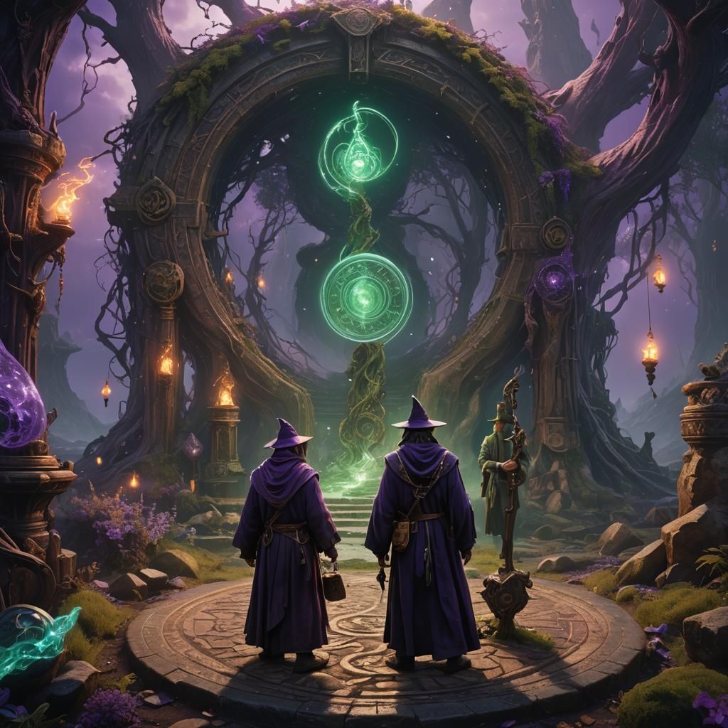 Mysterious Wizards at Crossroads: Fantasy Concept Art
