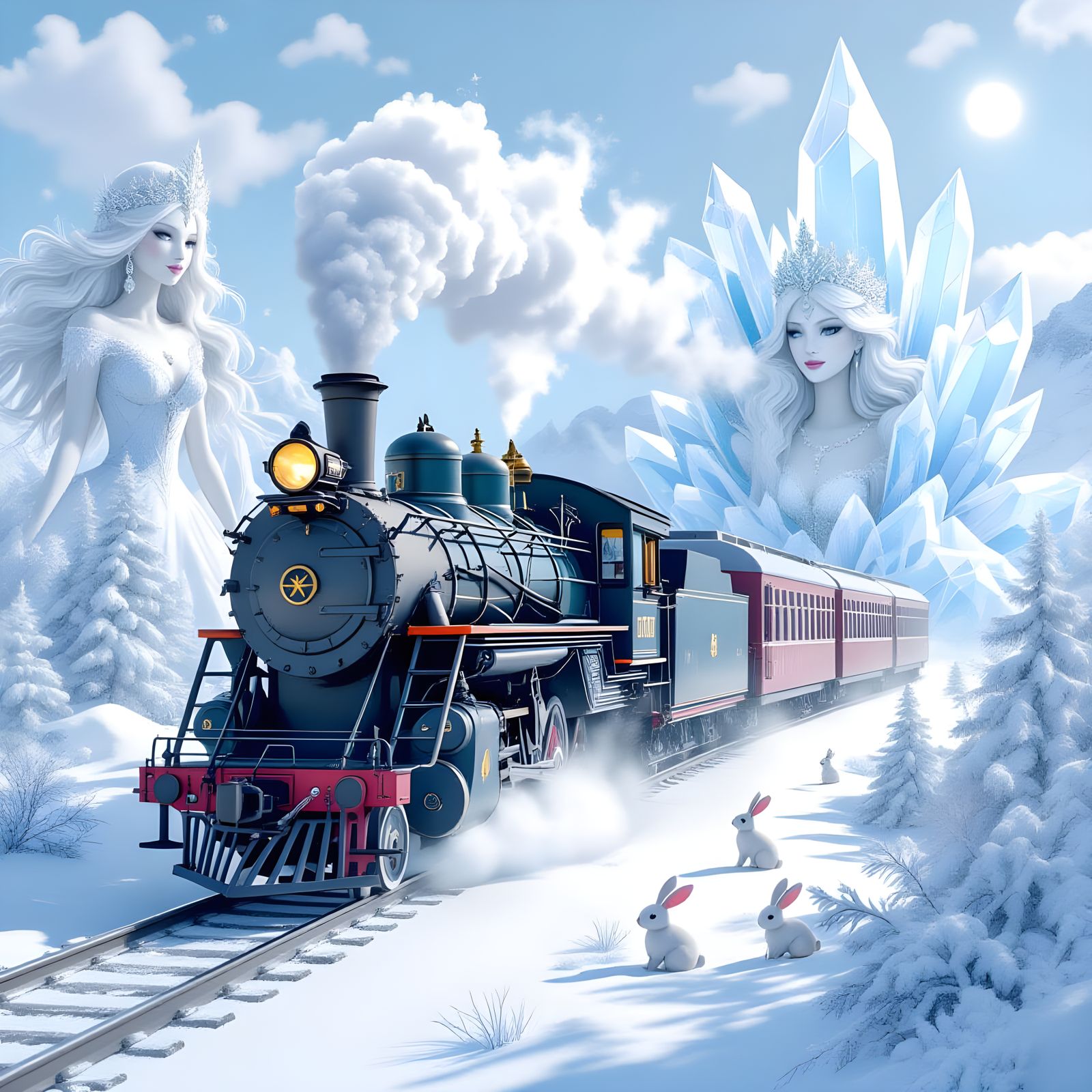 Ice-Covered Steam Train Races Through Nordic Landscape