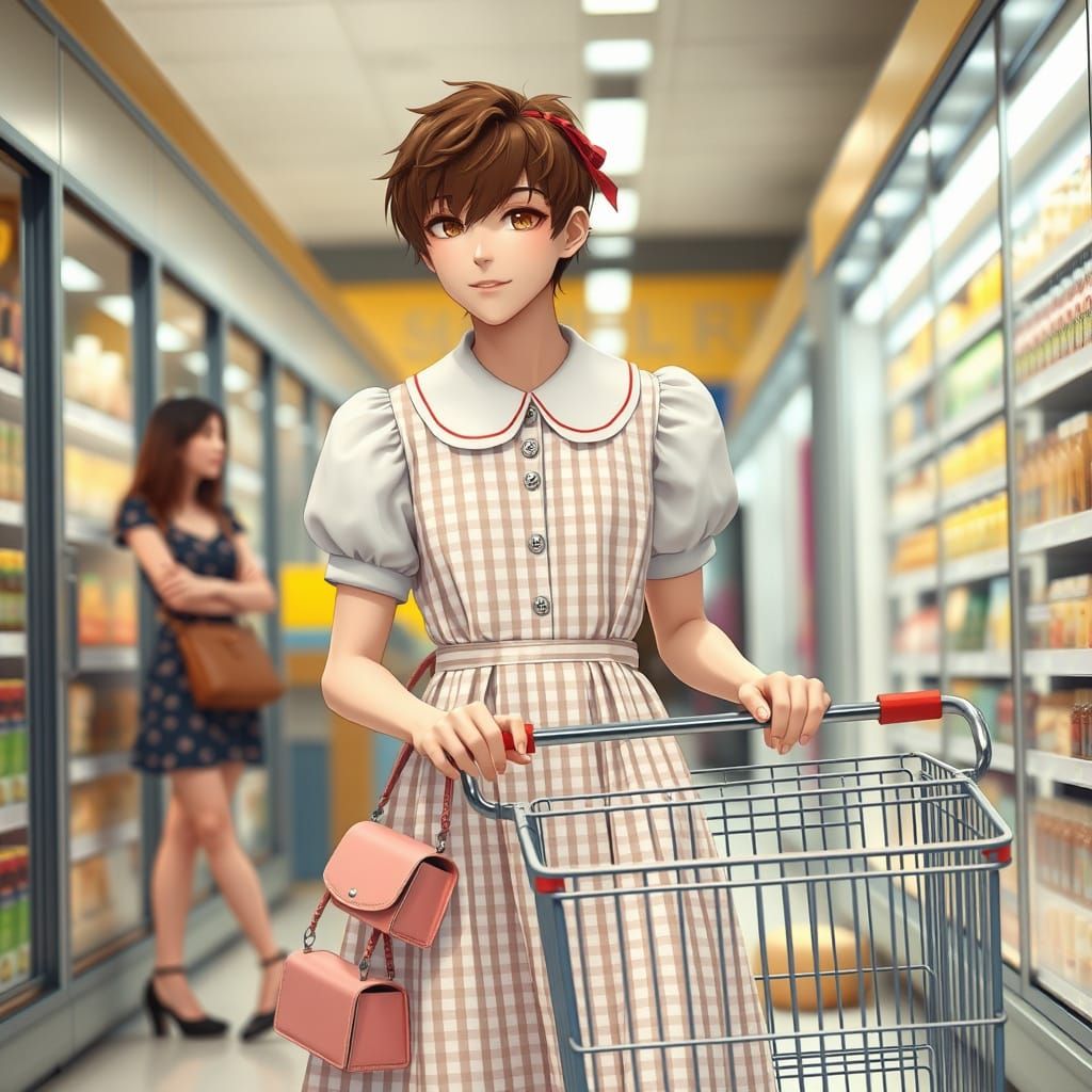 Anime-Style Gentleman Embracing His Feminine Side