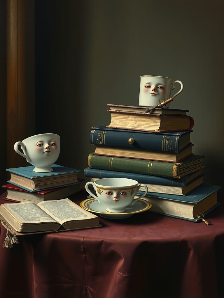 Surreal Still Life: Everyday Objects with Expressive Faces