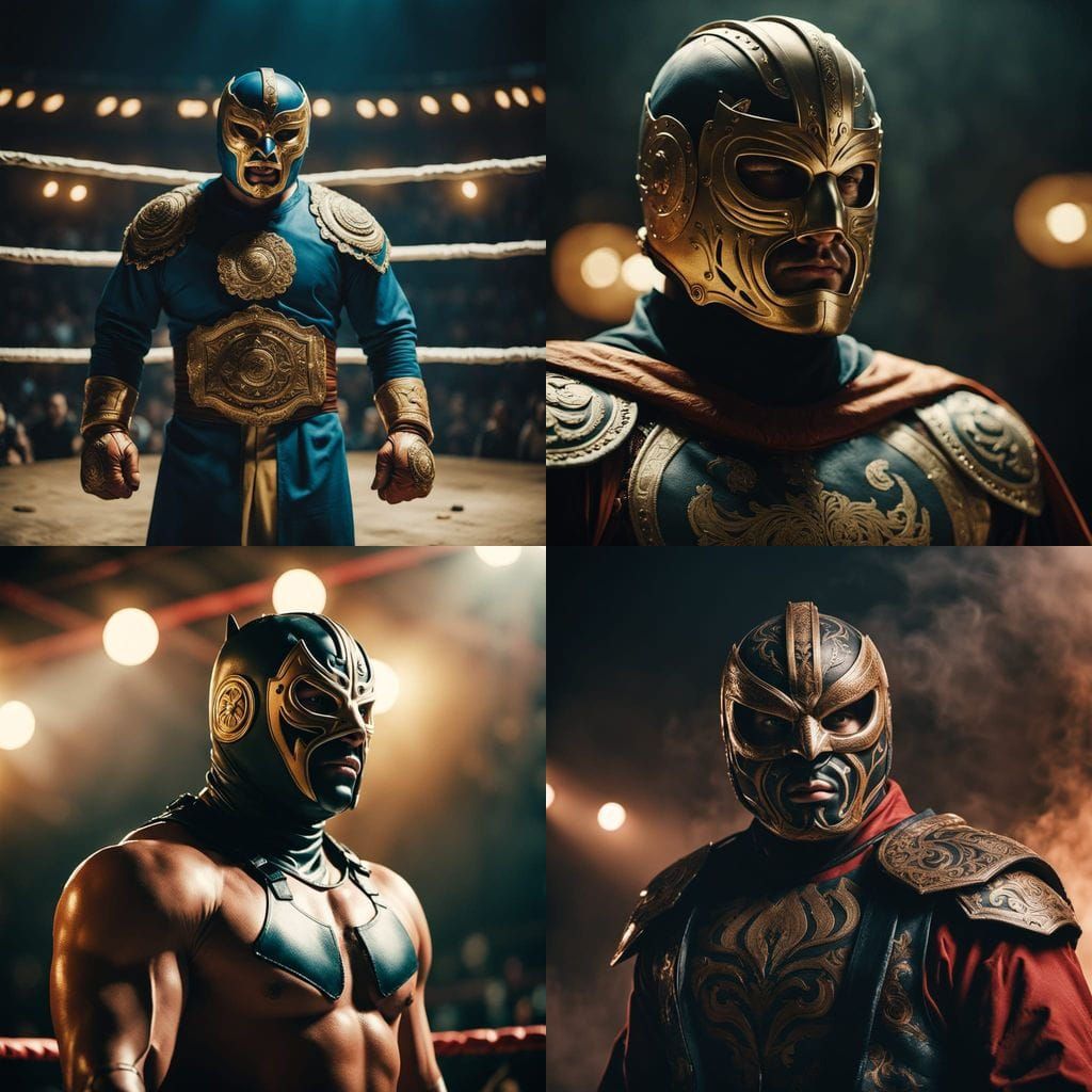 Epic Masked Luchador in Cinematic Film Still
